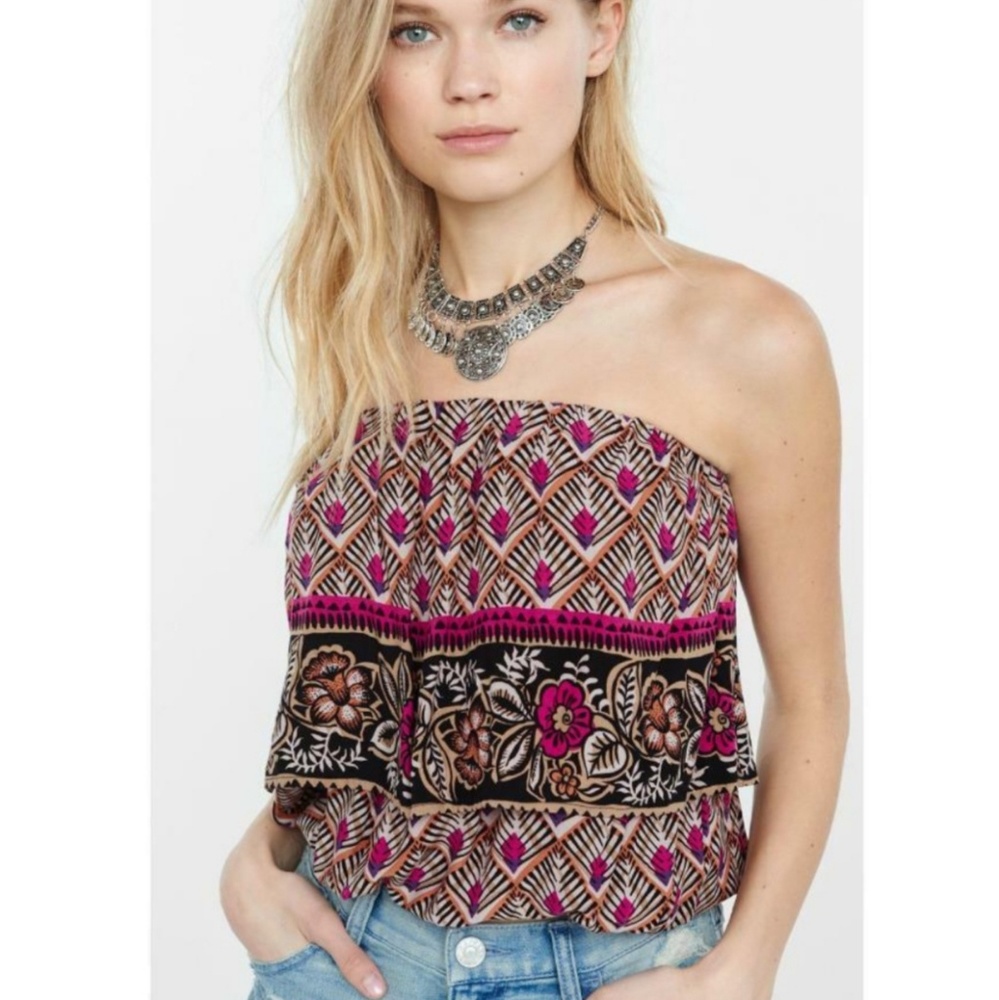 BRAND NEW EXPRESS floral ruffle tube top, size xs